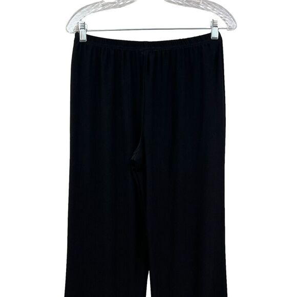 R&M Collection Womens Pants Wide Leg Pull On Elastic Waist Slinky Black‎ Size S - Picture 5 of 5